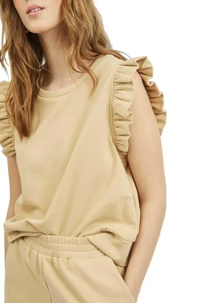 Camiseta Vila Visvilla Beige Para Mujer